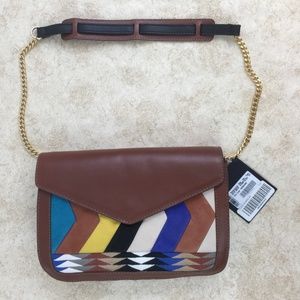 SCHUTZ Leather and Suede Shoulder Bag, Small